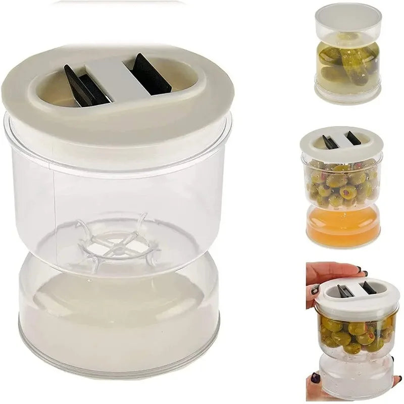 Sealed Jar for Pickle Home Kitchen Wet Dry Separation Pickles Box with Flip Storage Strainer Hourglass Design Olives Container