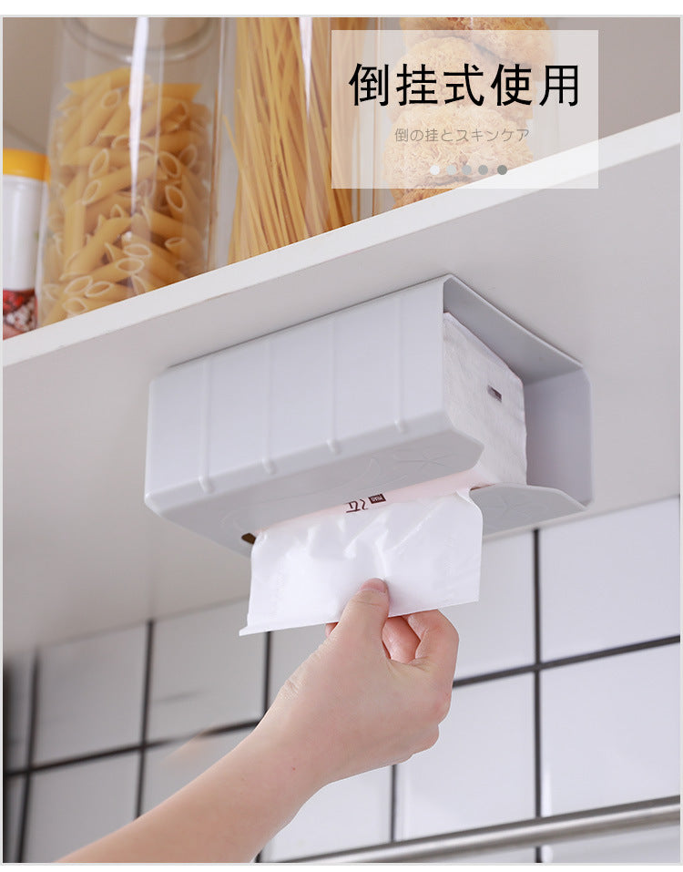 2020 Tissue Box Self Adhesive Tissue Box Napkin Holder Wall Mounted Garbage Bag Dispenser Rack  Storage