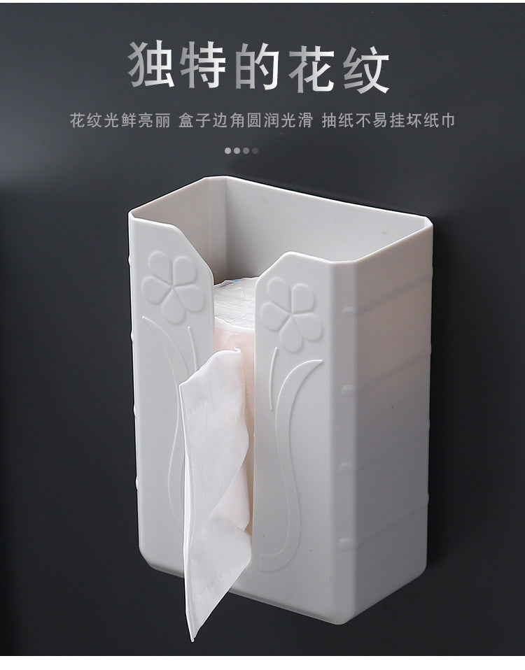 2020 Tissue Box Self Adhesive Tissue Box Napkin Holder Wall Mounted Garbage Bag Dispenser Rack  Storage