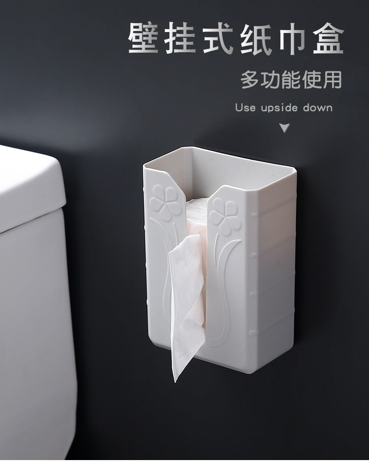 2020 Tissue Box Self Adhesive Tissue Box Napkin Holder Wall Mounted Garbage Bag Dispenser Rack  Storage