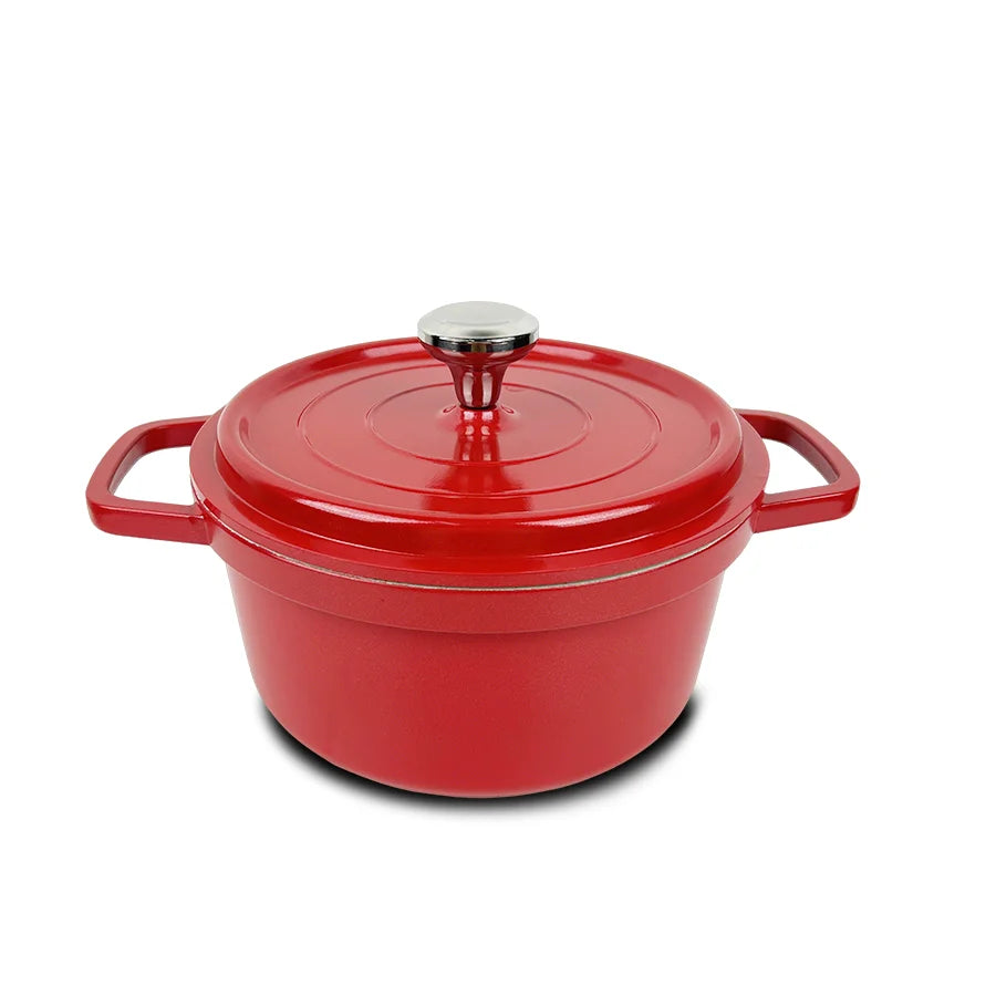 Red Stock Pot Enameled Cast Aluminum Dutch Oven for Bread Baking Soup with Lid Non-stick Braising Earthenware Pots Cookware