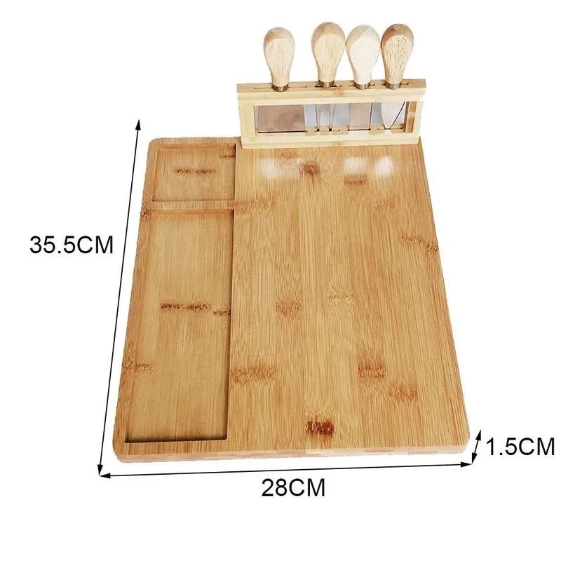 Bamboo Cheese Board Cheese Knife Cheese Slicer Fork Scoop Cut Kitchen Cooking Tools Bamboo Cutting Board Wood Cheeses Boards