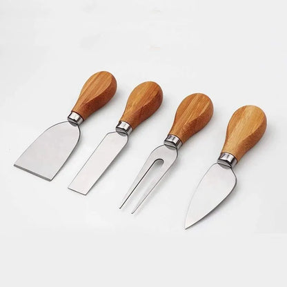 Bamboo Cheese Board Cheese Knife Cheese Slicer Fork Scoop Cut Kitchen Cooking Tools Bamboo Cutting Board Wood Cheeses Boards