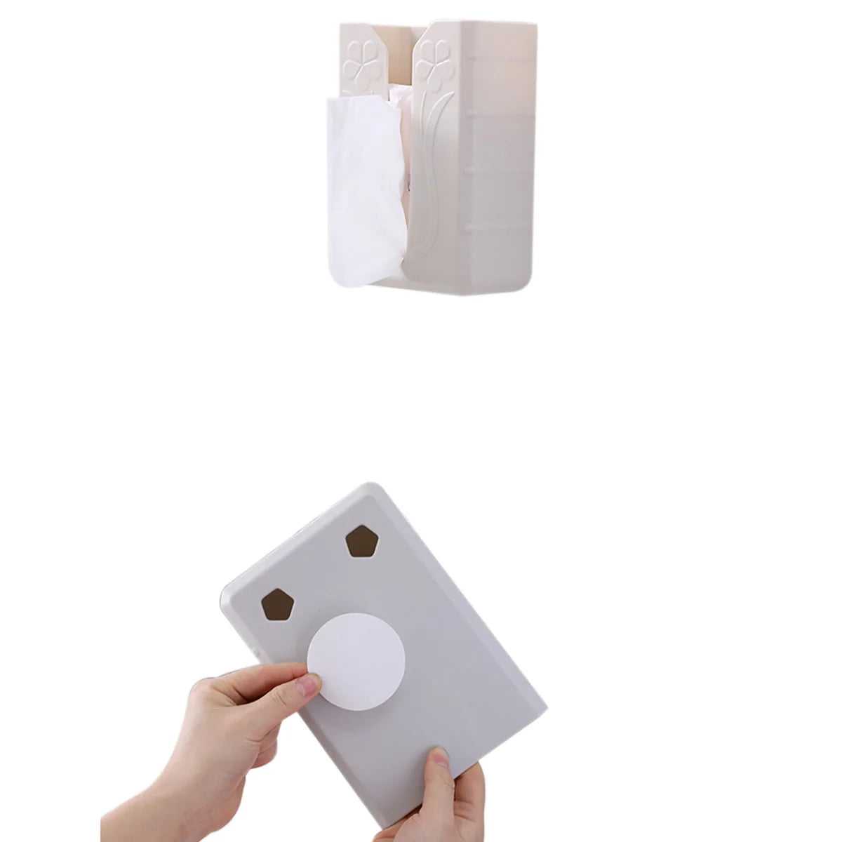 2020 Tissue Box Self Adhesive Tissue Box Napkin Holder Wall Mounted Garbage Bag Dispenser Rack  Storage