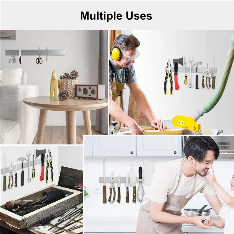 Stainless Steel Knife Stand Strip Organizer Strong Magnetic Knife Holder Wall Mount Kitchen Bar Storage Kitchen Accessories