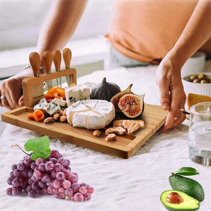 Bamboo Cheese Board Cheese Knife Cheese Slicer Fork Scoop Cut Kitchen Cooking Tools Bamboo Cutting Board Wood Cheeses Boards