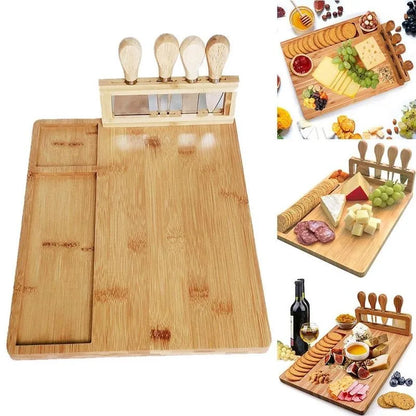 Bamboo Cheese Board Cheese Knife Cheese Slicer Fork Scoop Cut Kitchen Cooking Tools Bamboo Cutting Board Wood Cheeses Boards