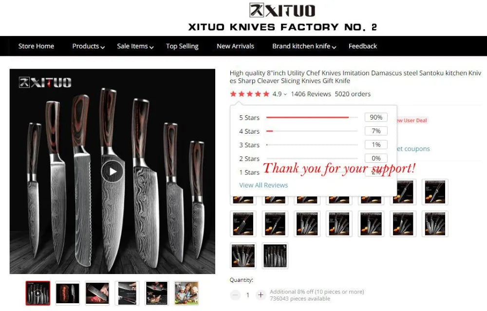 XITUO Kitchen Knives set 1-10PCS Chef knife High Carbon Stainless Steel Santoku knife Sharp Cleaver Slicing Knife Best Choice