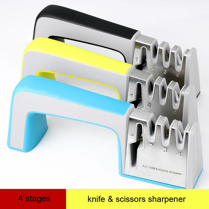 XITUO 4 in 1 Knife Sharpener Diamond Coated & Fine Ceramic Kitchen Chef Knife Scissors Sharpening Tools Stainless Steel Blade