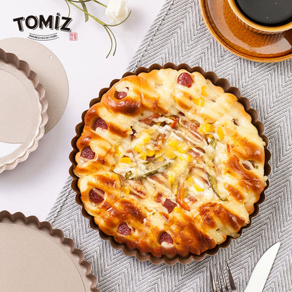 Tomiz TOMY'Z 5-Inch 8-Inch Live Bottom Wave Cake Mold Baking Appliance Pie Tin Pizza Plate Carbon Steel Material