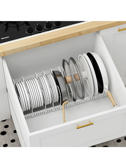 Multi-Layer Extendable Folding Non-Slip Pot Rack Iron Dish