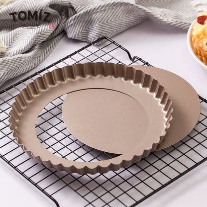 Tomiz TOMY'Z 5-Inch 8-Inch Live Bottom Wave Cake Mold Baking Appliance Pie Tin Pizza Plate Carbon Steel Material