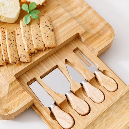 Cheese Plate Suit Western Food/Steak Tableware Creative Bamboo and Wood Cake Plate European Knife and Fork Suit Fruit Tray Bread Board