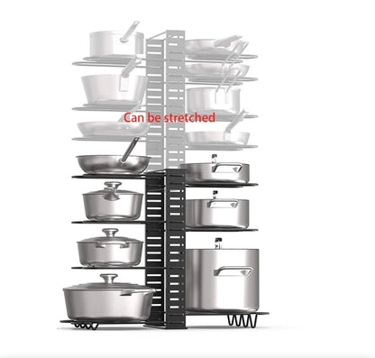 Multi-Layer Extendable Folding Non-Slip Pot Rack Iron Dish