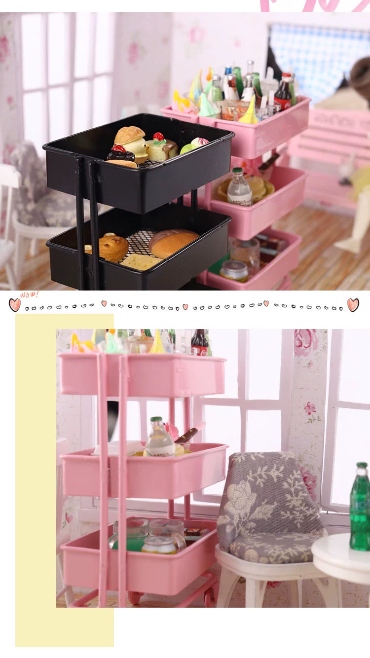 Left-Side Pocket Model Storage Rack Trolley Storage Rack Small Cloth 6 Points BJD Baby House Dollhouse Accessories DIY