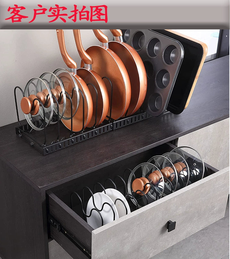 Multi-Layer Extendable Folding Non-Slip Pot Rack Iron Dish