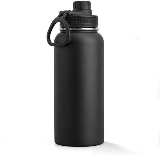 Insulated Water Bottle, 1000ml  32 oz Stainless Steel Double Wall Vacuum Wide Mouth Sport Bottle with Leakproof Spout Lid