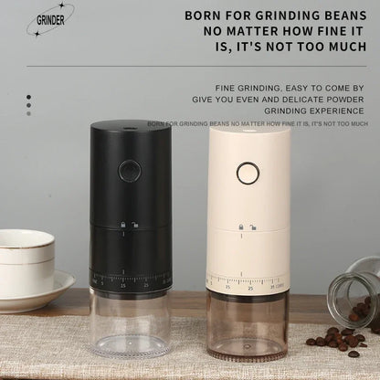 New Portable USB Electric Coffee Bean Grinder 38 Gears External Adjustable 1500mAh Rechargeable Household Mini Coffee Machine