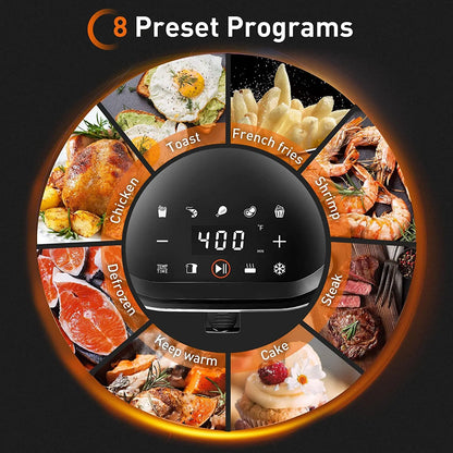 JOYOUNG Air Fryer with Digital LED Touch Screen,8 Automatic Programmes,Air Fryer 4.5 L,Oilless Cooker Preheating and Keeping War