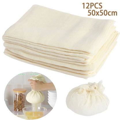 12Pcs Cheese Cloths Natural Unbleached Cotton Cheesecloth 20 Inch Square Cheese Cloths Reusable Organic Kitchen Fine Mesh Strain