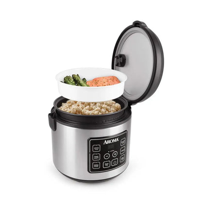 20-Cup Rice & Multi-Cooker with Steamer Tray Programmable Digital Controls Stainless Steel Delay Timer 4-Piece Set