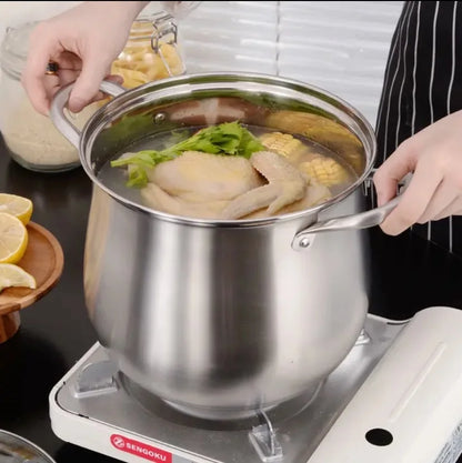 24cm Stainless Steel Soup Pot Large Capacity Home Cooking Pot Stew Chicken Induction Cooker Gas Stove Universal Kitchen Cookware