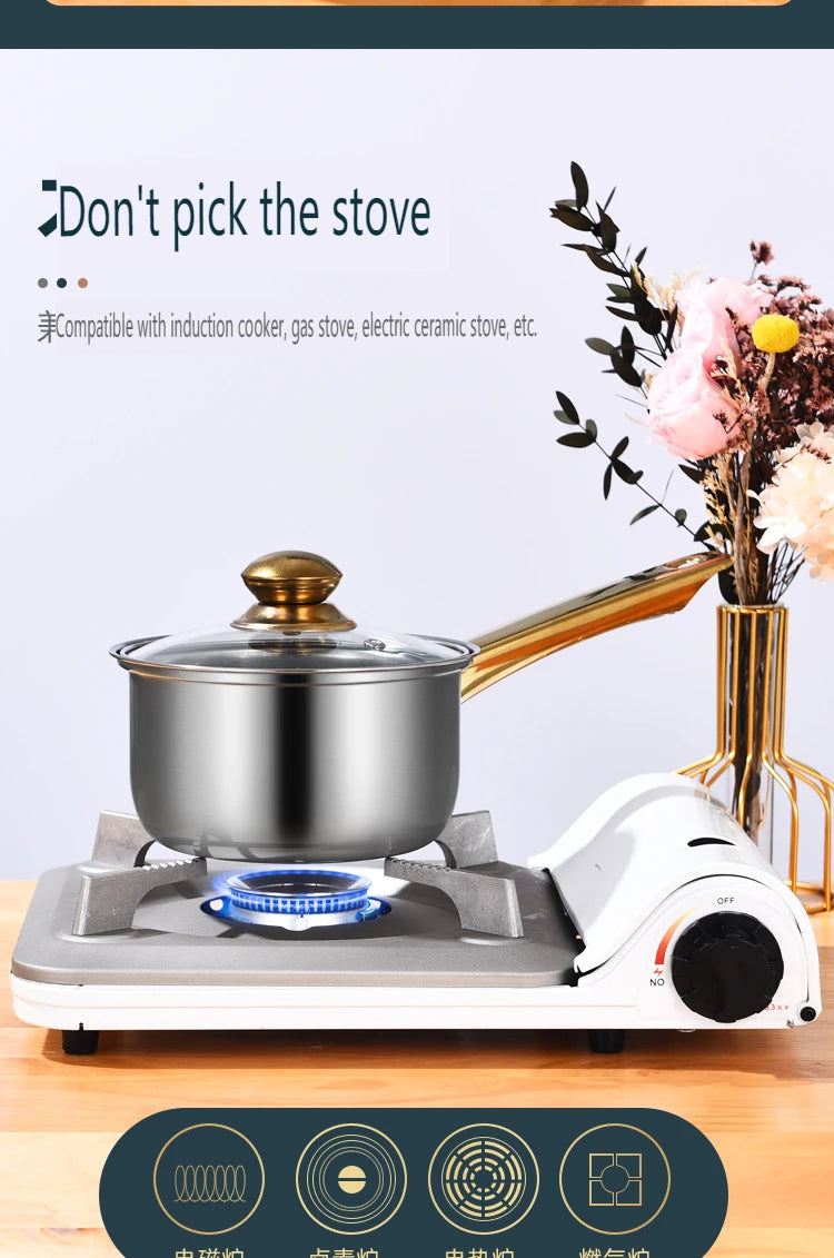 12 Pieces Of Stainless Steel Cookware Set 6 Kinds Of Kitchen Pot Combination Frying Pan Soup Pot Milk Pot Kettle Set Pot Gift