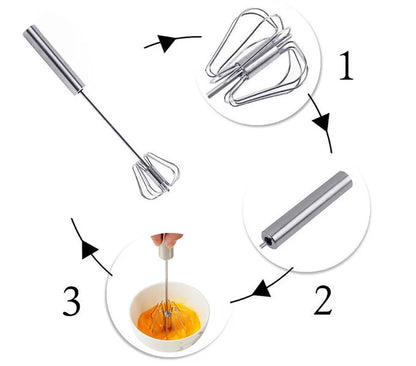 Semi-automatic Egg Beater 304 Stainless Steel Egg Whisk Manual Hand Mixer Self Turning Egg Stirrer Kitchen Accessories Egg Tools