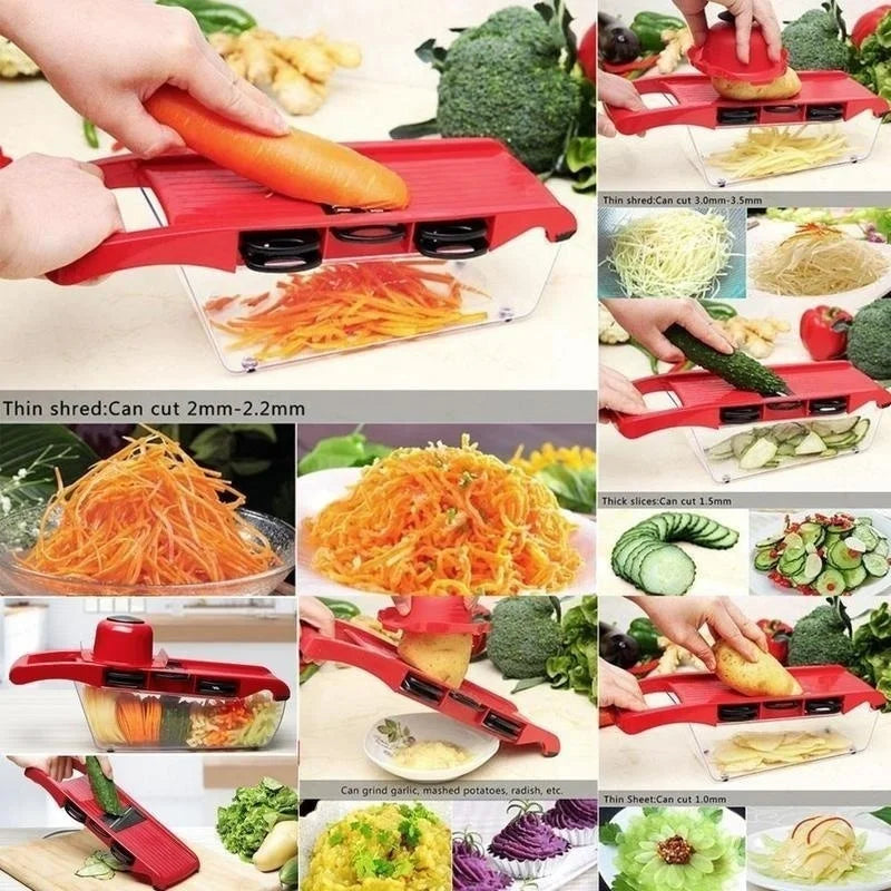 6 in 1 Multifunctional Vegetable Slicer Cutter Shredders Slicers with Basket Fruit Potato Chopper Carrot Grater Kitchen Gadgets