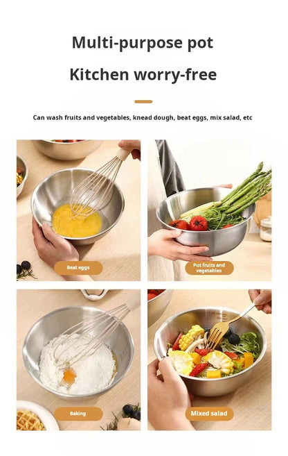 17-25cm Stainless Steel Gold And Silver Salad Bowl Rice Noodles Lamian Noodles Bowl Kitchen Tableware Food Container