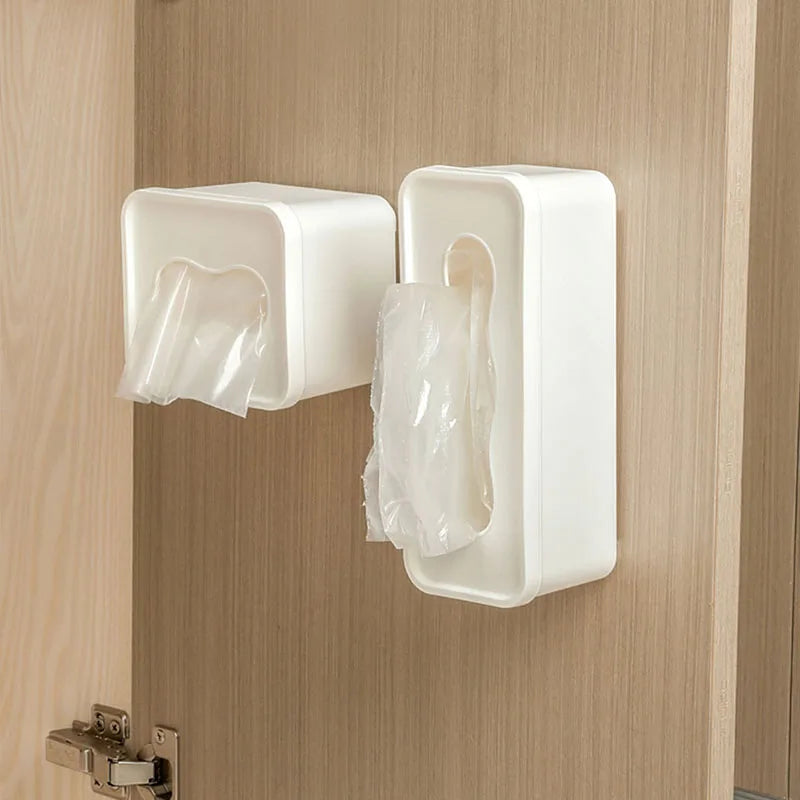 Wall Mounted Mask Storage Box Garbage Bag Storage Container for Plastic Wrap Gloves Dispenser Kitchen Cabinet Door Organizer Box