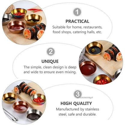 2/4/6pcs Stainless Steel Small Sauce Dishes Seasoning Serving Tray Spice Plates Set Soy Sauce Dish Specialty Tableware