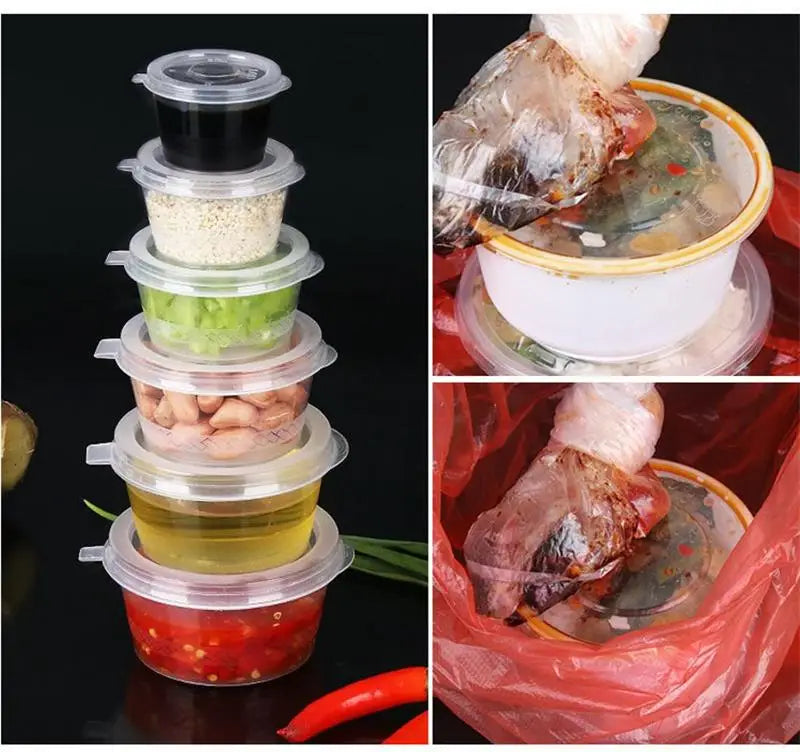 10PC Sealed Boxes with Lids Sauce/ Spice Storage -  Disposable & Transparent