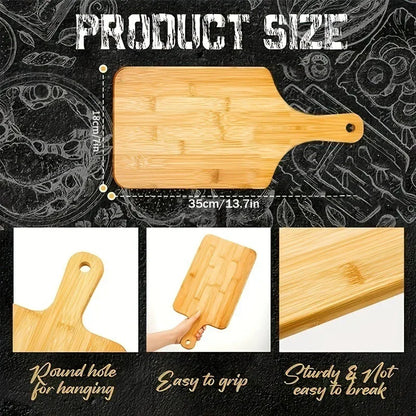 1 piece of bamboo kitchen cutting board with handle, wooden cutting board, kitchen cooked food board, loose carving tray