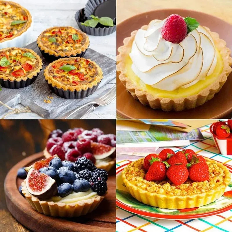 4In/10Cm Mini Pie Muffin Cupcake Pans Non-Stick Tart Quiche Flan Pan Mold Removable Loose Bottom Round Bakeware