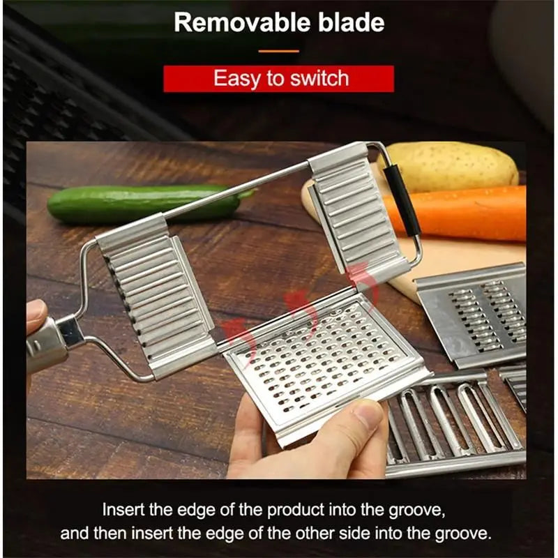 4 in1 Vegetable Slicer Stainless Steel Shredder Cutter Multi-Purpose Vegetable Slicer Cuts Set Manual Fruit Carrot Potato Grater