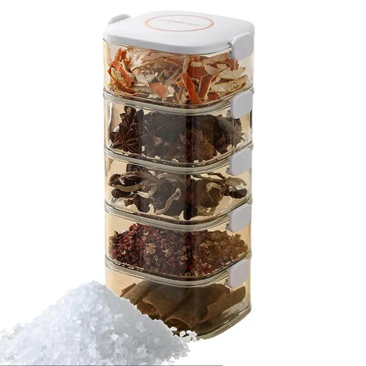 Condiment Pot Seasoning Box Kitchen Cooking Organizer Tools Seasoning Storage Container Condiment Jars Stackable Box For