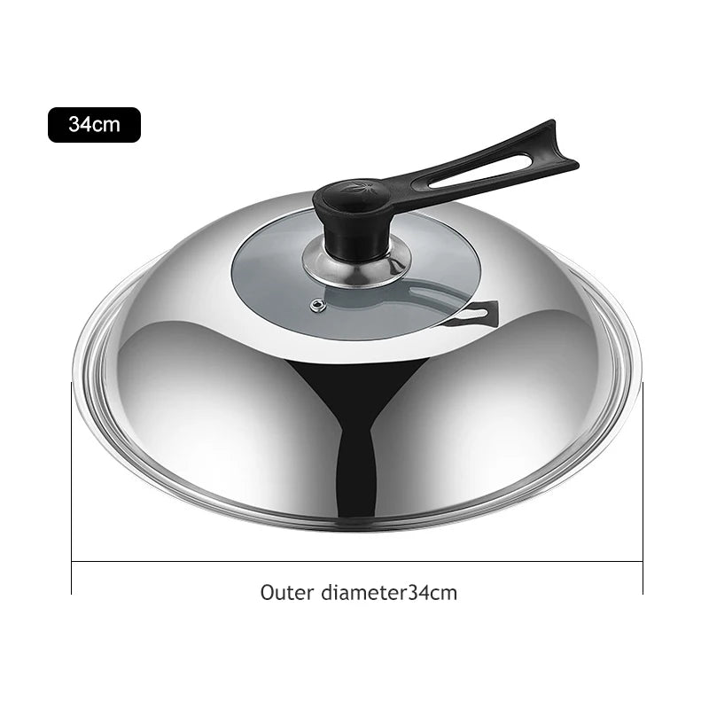 Seasoning Iron Woks,30/32/34cm Wok with Wooden Handle Frying Pan Kitchen Cookware For Electric,Induction Electric and Gas Stoves