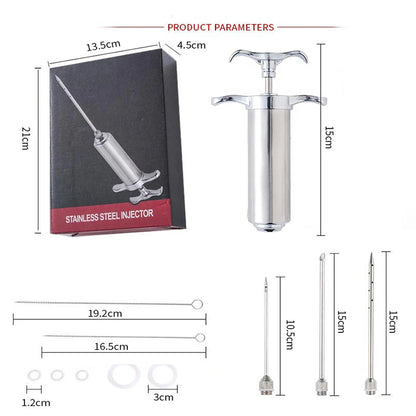 Meat Syringe Marinade Injector Flavor Needle BBQ Pork Steak Meat Sauces Syringes With 3 Stainless Steel Needles Kitchen Tools