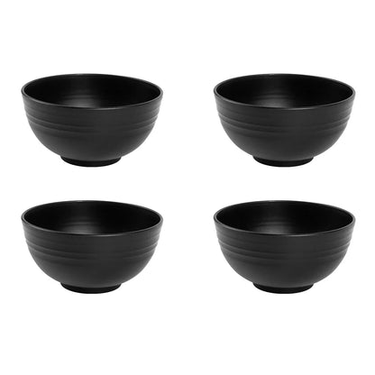 4/16Pcs Black Plastic Cutlery Set Reusable Plates Bowl Cups 4 Sets for Kitchen Outdoor Camping Party Dinnerware Dishes Set