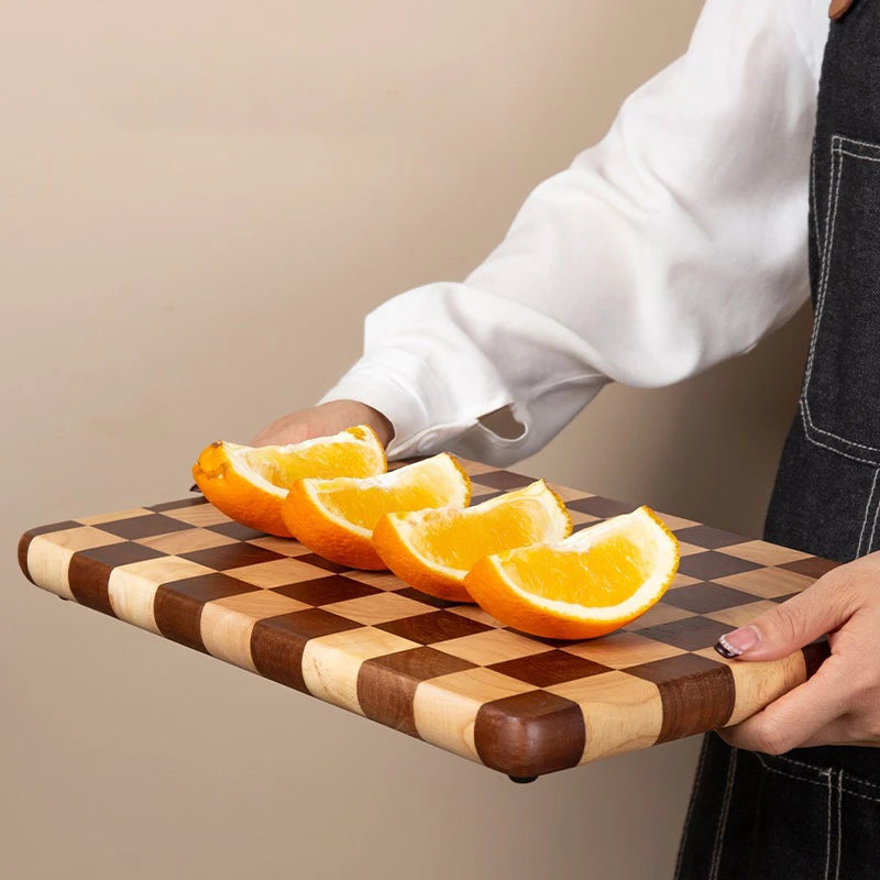 Acacia Wood Kitchen Board,Natural Splicing checkerboard texture chopping board,Solid Wood kitchen Board Non-slip Knife Board