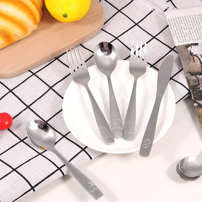 9/15Pcs Kids Silverware Set 410 Stainless Steel Kids Fork Spoon and Cutter Set Funny Dinosaur Flatware Set for Children Toddler