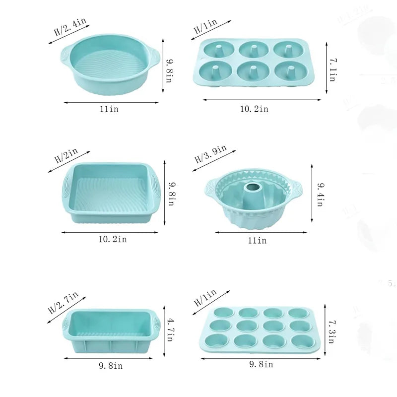 Baking Pans Set Silicone Bakeware Molds for Baking,Bread Donut Pan Cake Kitchen Fluted Tube Pan Cupcake Moulds with free Brush