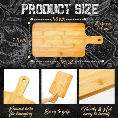 Nuenen 10 Pcs Wood Cutting Board with Handle 15.7 x 7.8 Inch Wooden Serving Board Kitchen Chopping Boards for Pizza, Bread