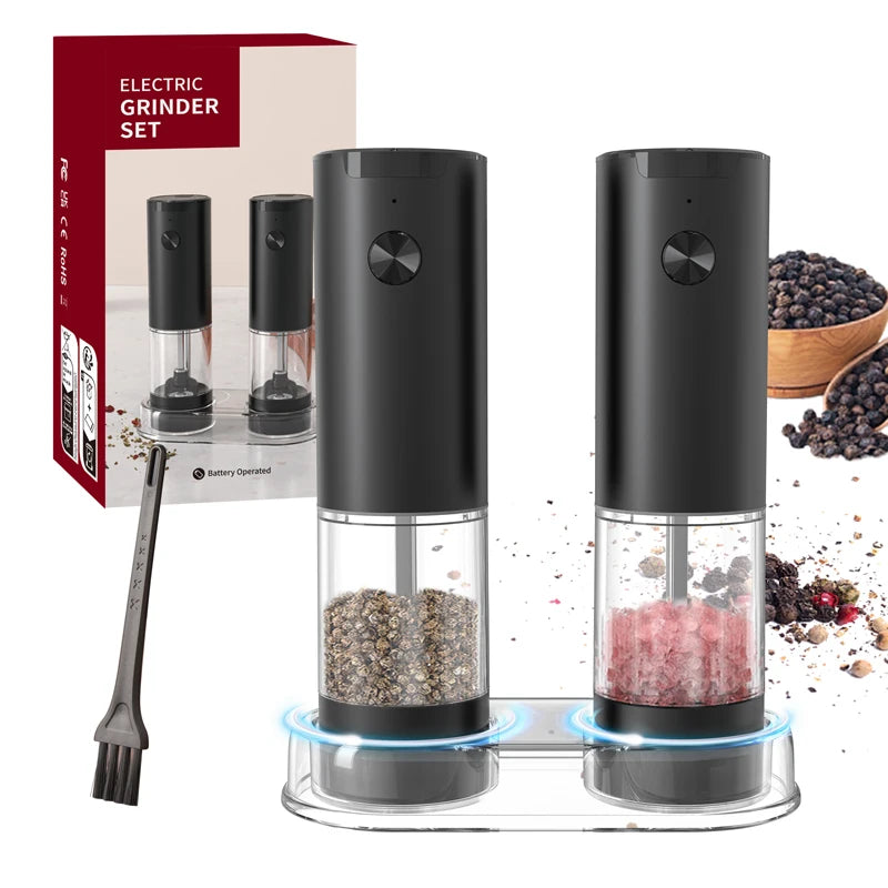 Electric Automatic Salt and Pepper Grinder Set Gravity Spice Mill Adjustable Spices Grinder Kitchen Tools