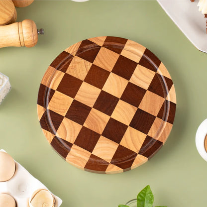 Wooden Checkerboard Pattern Cutting Board  Large Charcuterie Board for Meat, Cheese, Bread, Vegetables, Fruits, Kitchen Gadget