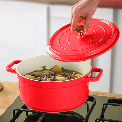 Enameled Cast Aluminum Dutch Oven with Lid Home Kitchen Enamel Stock Pot Dutch Oven Cast Aluminum Pot Multifunctional Cookware