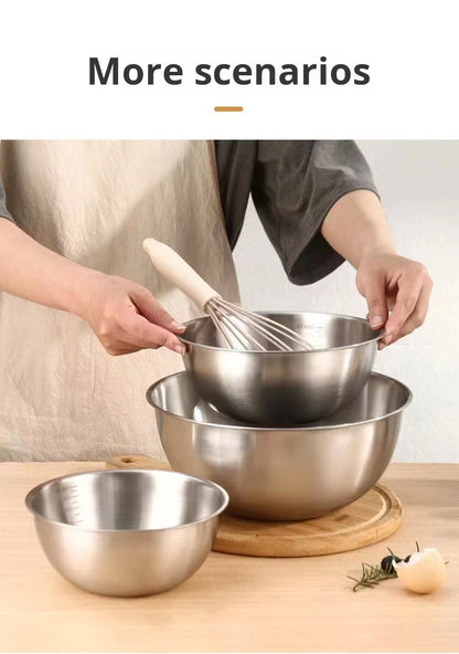 17-25cm Stainless Steel Gold And Silver Salad Bowl Rice Noodles Lamian Noodles Bowl Kitchen Tableware Food Container