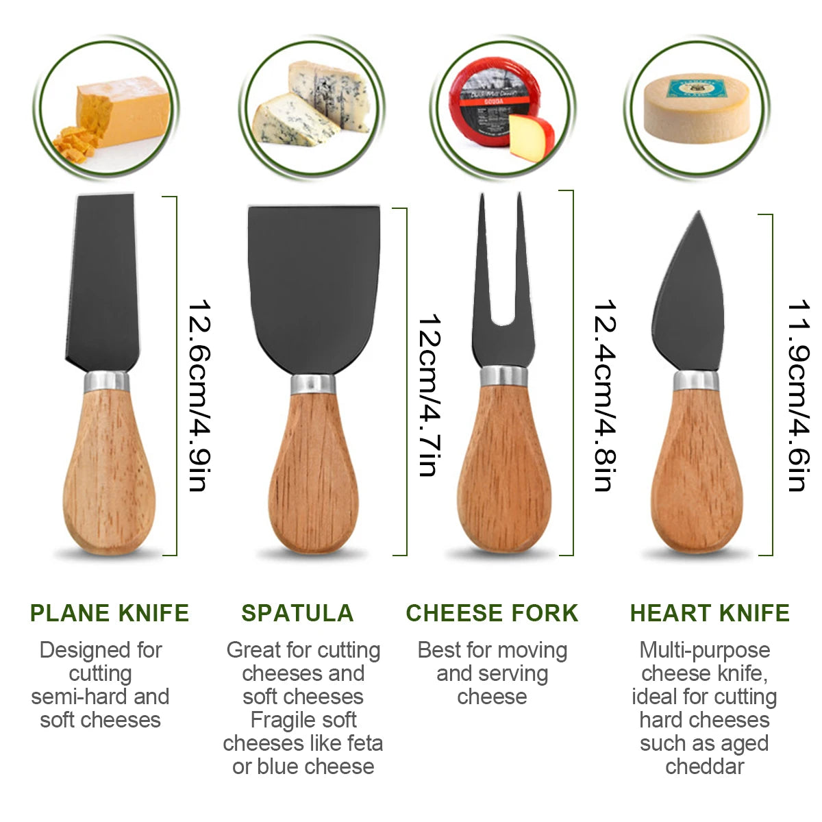 Leeseph Cheese Knives Set for Charcuterie Boards and Cutlery, Stainless Steel Cheese Knife Set Collection, Kitchen Gadgets