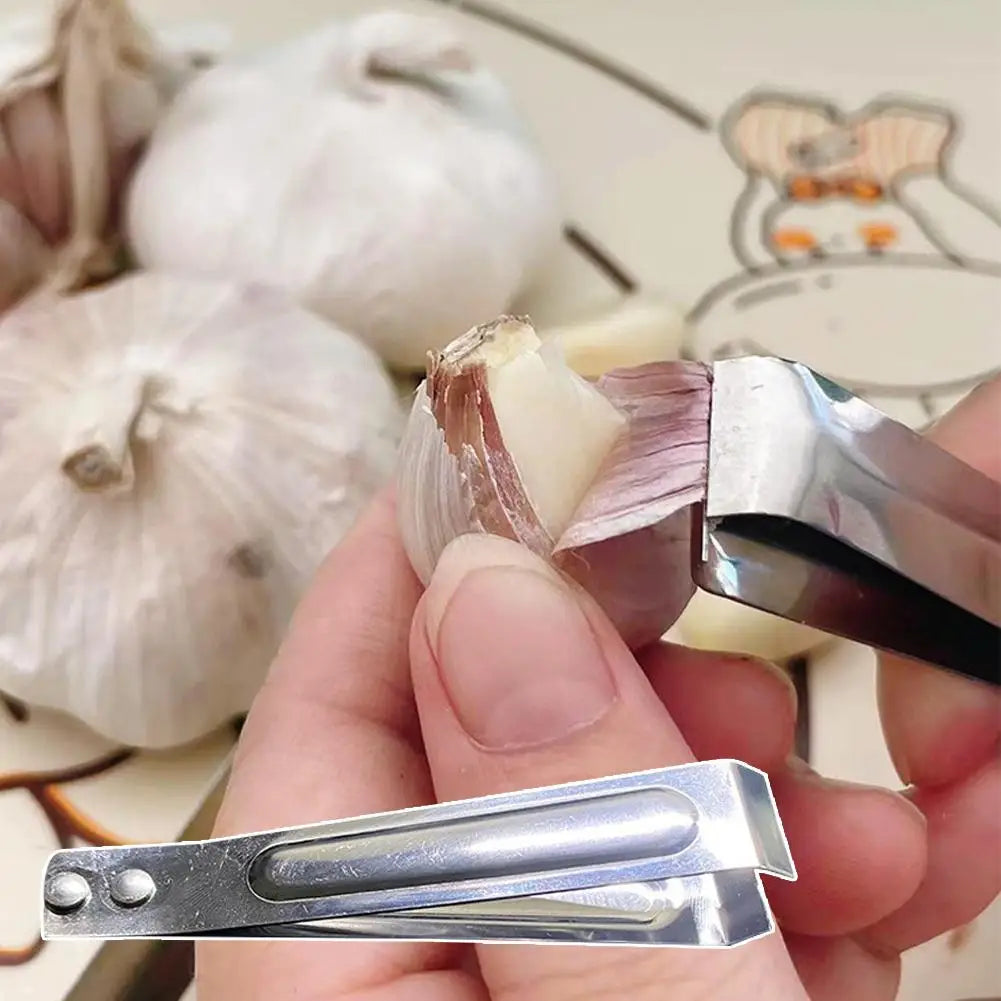 Stainless Steel Garlic Peeler Quickly Garlic Peeling Pig Hair Plucking Clip Manual Tweezers Gadgets Kitchen Accessories